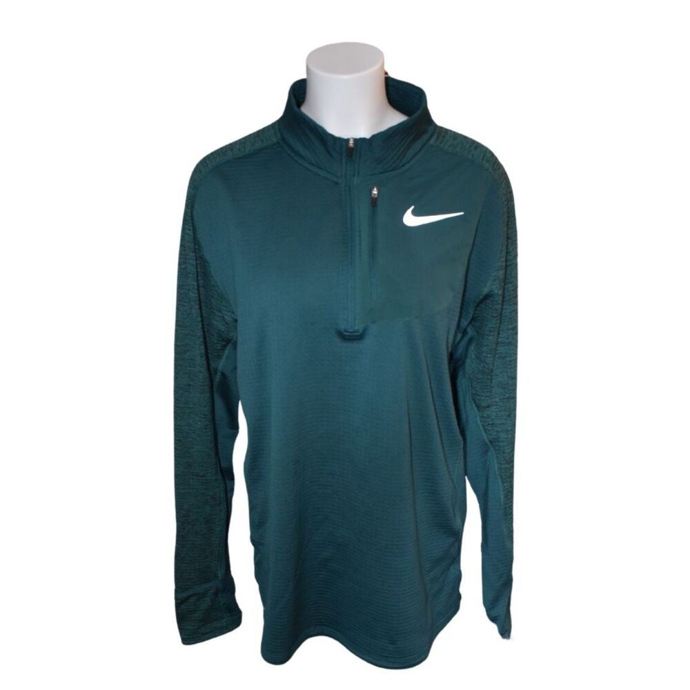 Nike Running Dri Fit Pullover Quarter Zip Long Sleeve Top Green Athletic Large